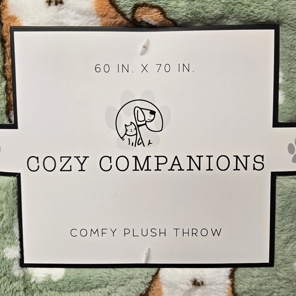 Cozy Companions Shibas and Daisies Comfy Plush Throw Blanket Green - Picture 3 of 6